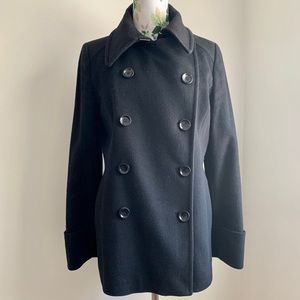 Saks Fifth Avenue Black Wool Pea Coat